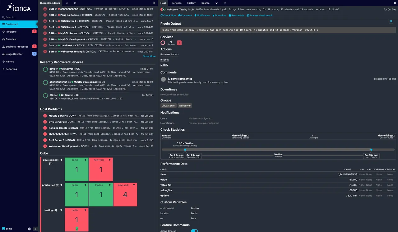 Icinga web interface